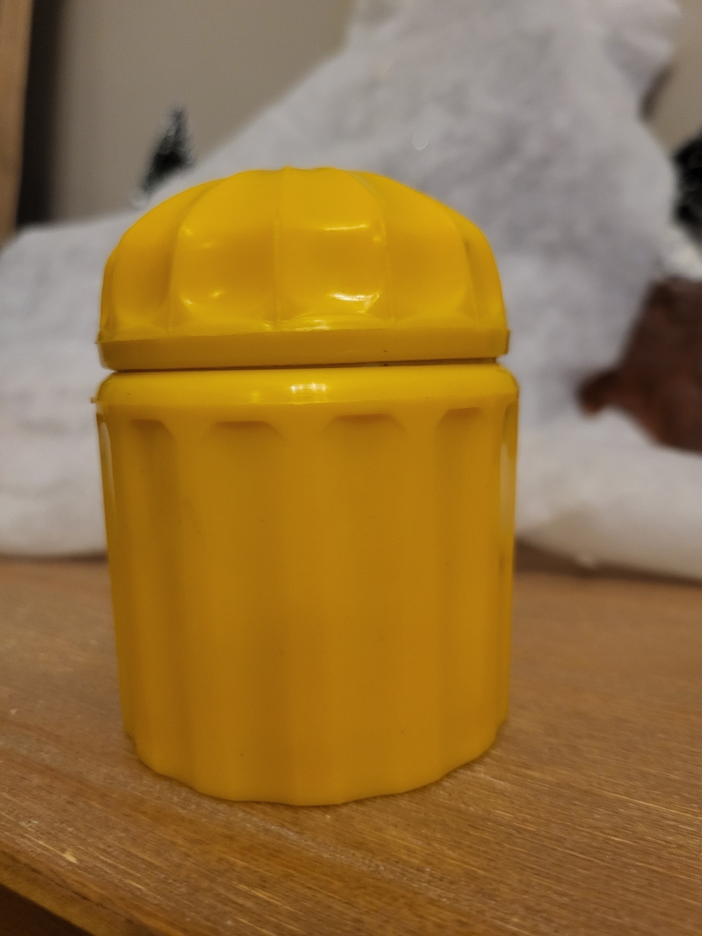 Vintage Yellow Plastic Fluted Nut Grinder & Spice Mill Mid-Century Retro Kitchen
